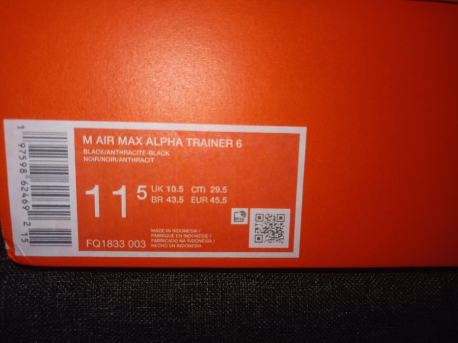Nowe męskie buty sportowe Nike Air Max Alpha Trainer 6 czarne  45.5