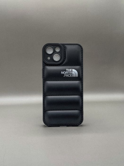 Силиконовый черный чехол пуховик Puffer The North Face на iPhone