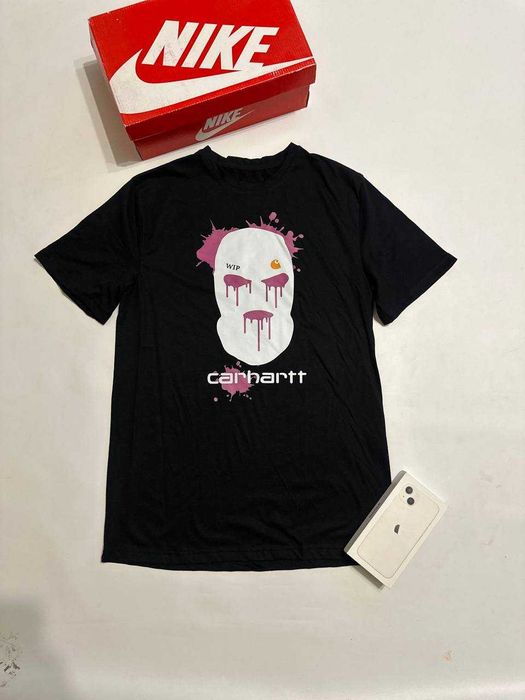 Футболка CARHARTT/чорна/футболки/ Кархарт/КАРХАРТ/МАСКА /WIP/ВІП/ВІП/ унісекс/ Маска WIP.