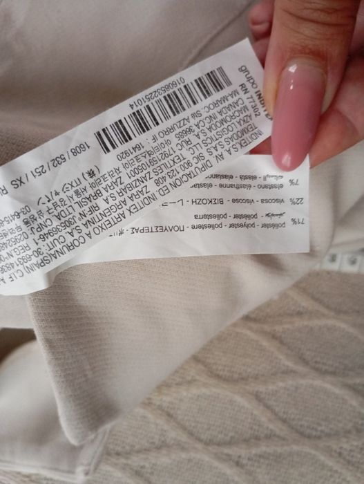 ZARA XS eleganckie beżowe ecru spodnie bardzo wysoki stan