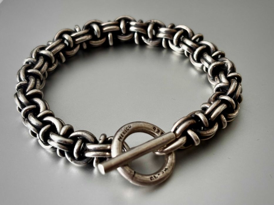 Bransoleta srebrna, modernizm z Taxco, Meksyk, lata 30, r. 22/23, waga 82,9 g