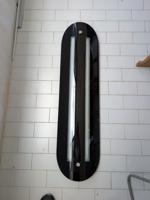 Candeeiro de Teto/Parede Retangular Vidro Preto Lacado
