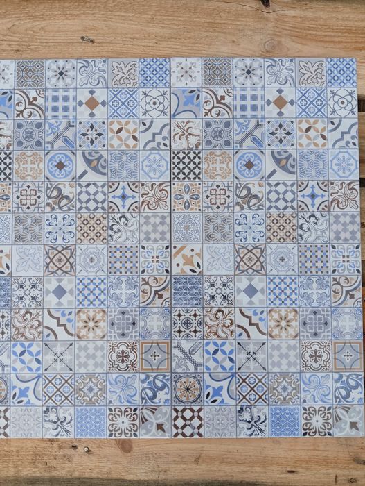 Настенная Глянцевая Синяя Плитка на Фартук Деко 30х 60 см