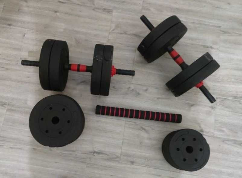 HANTLE INPOWER 2x10 kg + sztanga – zestaw do treningu siłowego 20 kg