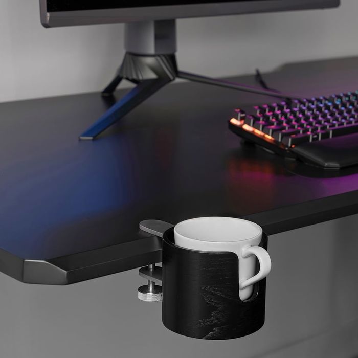 IKEA LÅNESPELARE Uchwyt na kubek, czarny na biurko gamingowy