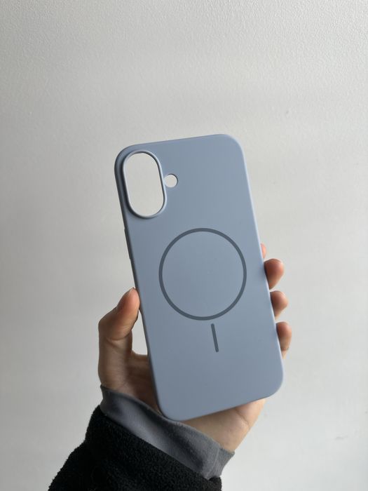 Szkło hartowane i etui silikonowe błękitne MagSafe do iPhone 16 PLUS
