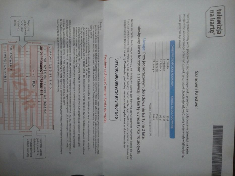 Tuner telewizji na karte.