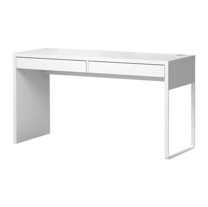 Białe Biurko do Pracy Nauki Grania  Ikea Micke 2 szuflady 142x50  Komputerowe  Biurko Nowoczesne Skandynawskie Ikea Micke  Uniwersalne