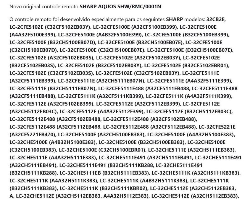 *NOVO* Controle remoto SHARP TV Smart - Comando tv