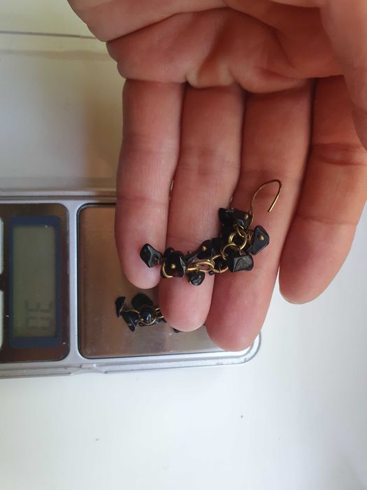 Серьги ссср Агат чёрный гранат