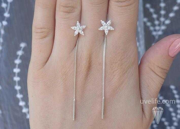 Срібні сережки - протяжки квіточки