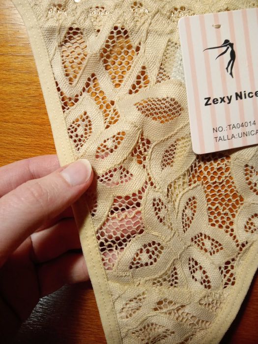 Cuequinhas fio dental em renda creme, Tamanho Único, Zexy Nice