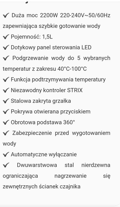 Czajnik elektryczny bezprzewodowy 1,5 l  lovio