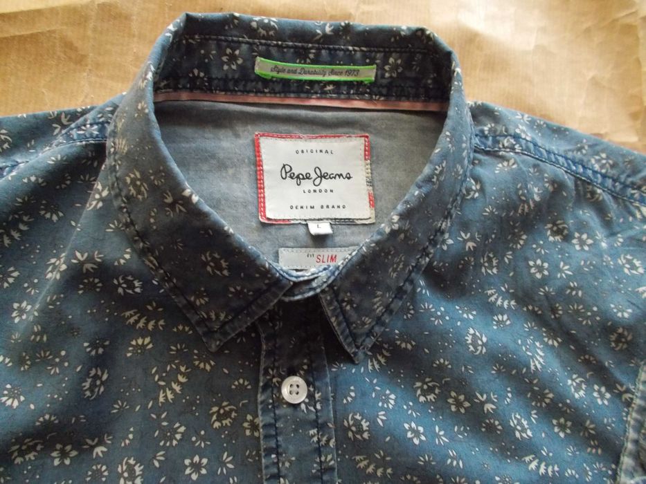 -L- PEPE JEANS PREMIUM DENIM Designerska Koszula Męska L 41 cm UK