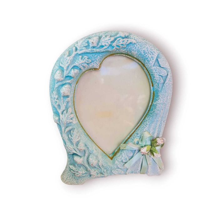 Moldura Decorativa Gesso Verde Formato Coração – 23×17 cm