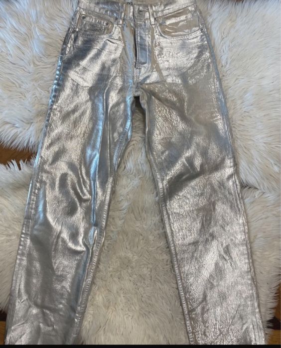 calças ganga prateadas