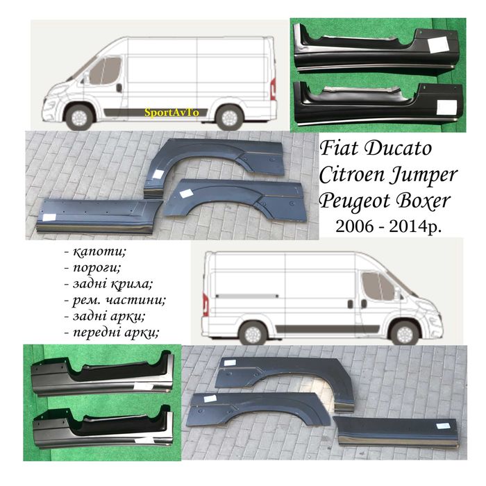 CITROEN	JUMPER оцинковані пороги FIAT DUCATO арки PEUGEOT BOXER короба