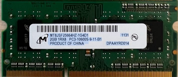 модуль оперативної пам'яті SODIMM DDR3 Micron 2Gb  1RX8 PC3 10600S