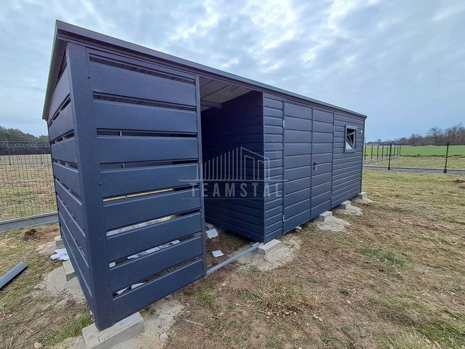 Schowek domek ogrodowy 4,5x2,5m + wiata 2m brama okno dach TS1077