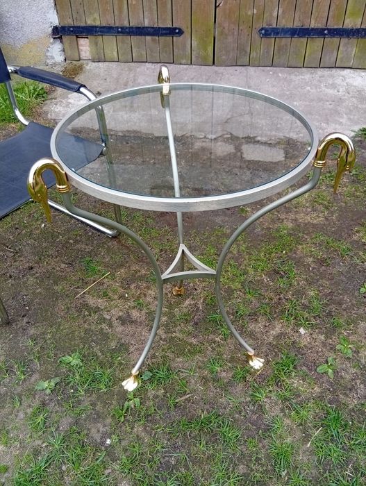 Krzesła Bauhaus skóra, chrom 2 szt.+ stolik
