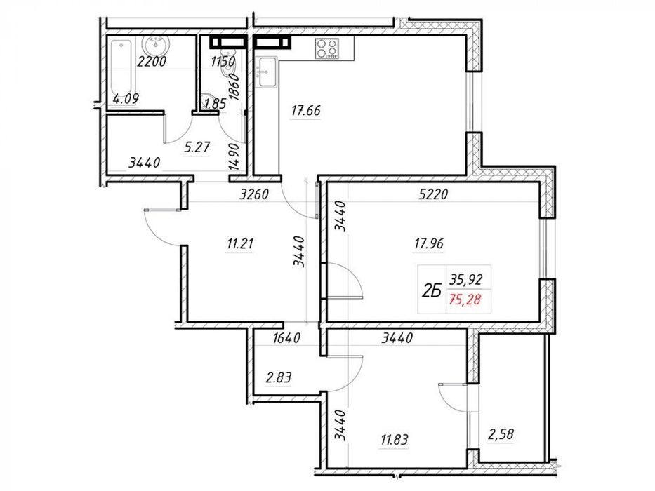 2-комнатная квартира по адресу пер. Энергетиков (площадь 75 м²) - Atlanta.ua - фото 7