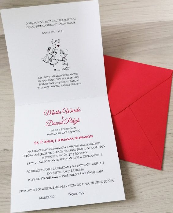 Zaproszenia ślubne z odciskami palców serce