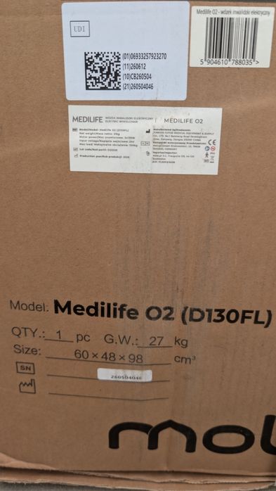 Wózek elektryczny Medilife O2 D130FL NOWY - gwarancja