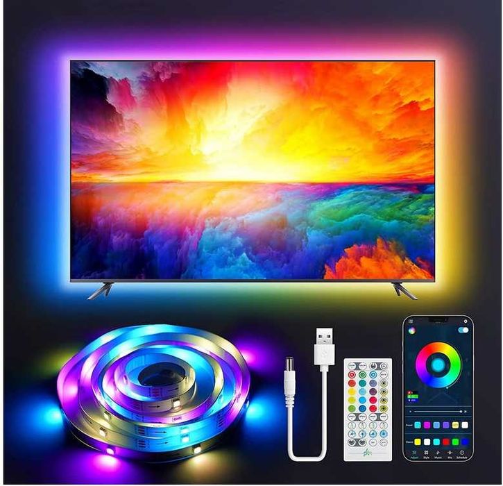 Taśma LED RGB + IC INTELIGENTNA pilot + app 2M