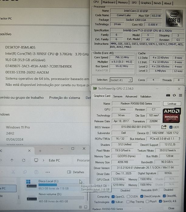 PC Gamer  Core i7 7700(i3 10105)4,4ghz+RX 550 4gb+16gb+SSD/HD650