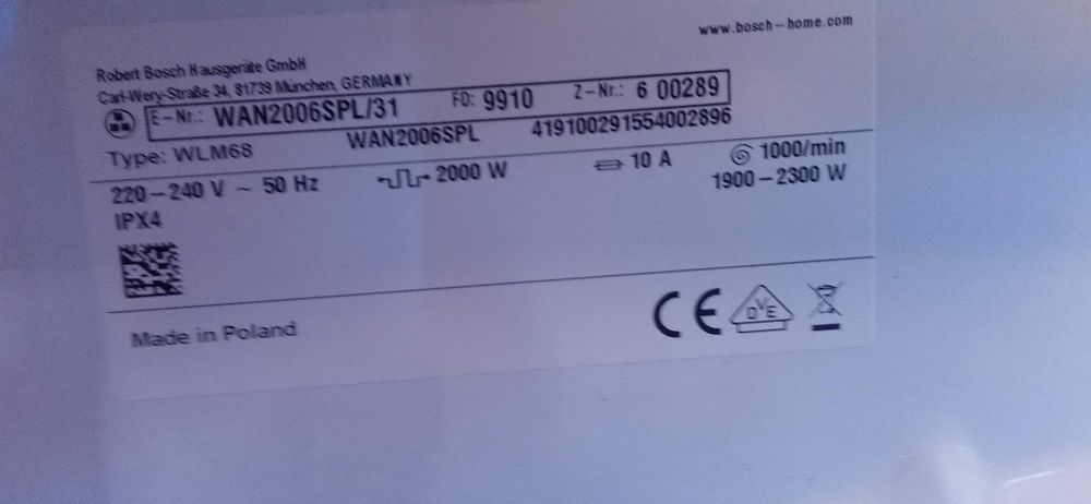 Pralka Bosch seria 4.Wklad 7 kg.