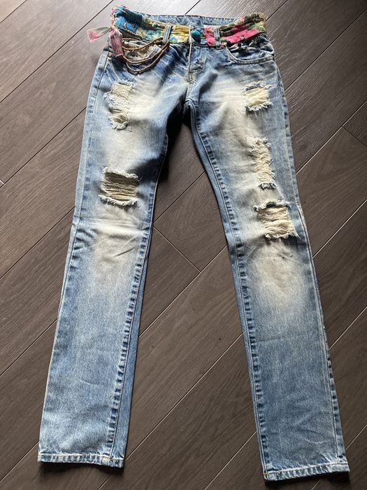 Desigual spodnie jeansowe jeans jeansy patchwork 36 jak nowe