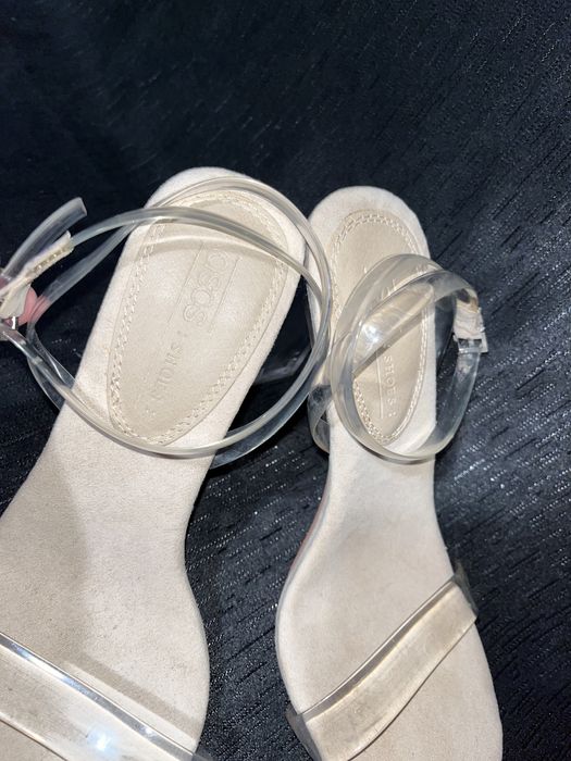 Transparentne buty na slupku bezowe 38 Asos nowe