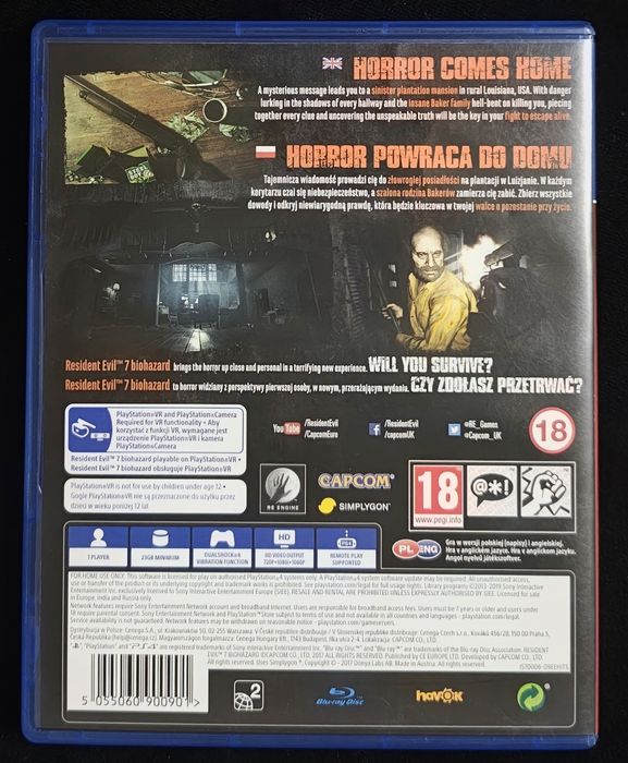 Resident Evil 7 Biohazard PL na PS4 BDB stan +Bezpłatny Update PS5 +VR