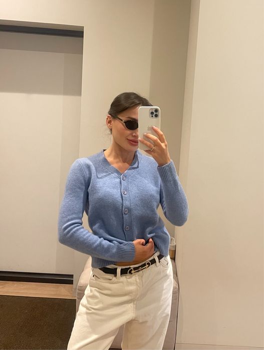 Брендовий кардиган 100% вовна м’яка S