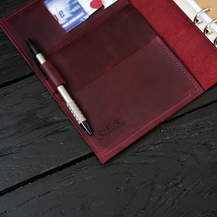 Кожаный блокнот ежедневник со сменным блоком, с логотипом, текстом