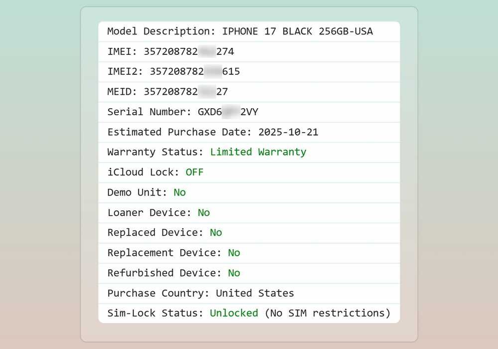 iPhone 17 256GB Black (A3258) АКБ 100% / USA НЕВЕРЛОК айфон