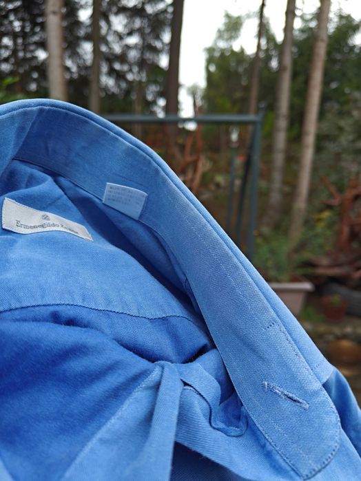 Ermenegildo Zegna niebieska gładka koszula M L 15 39 1/2