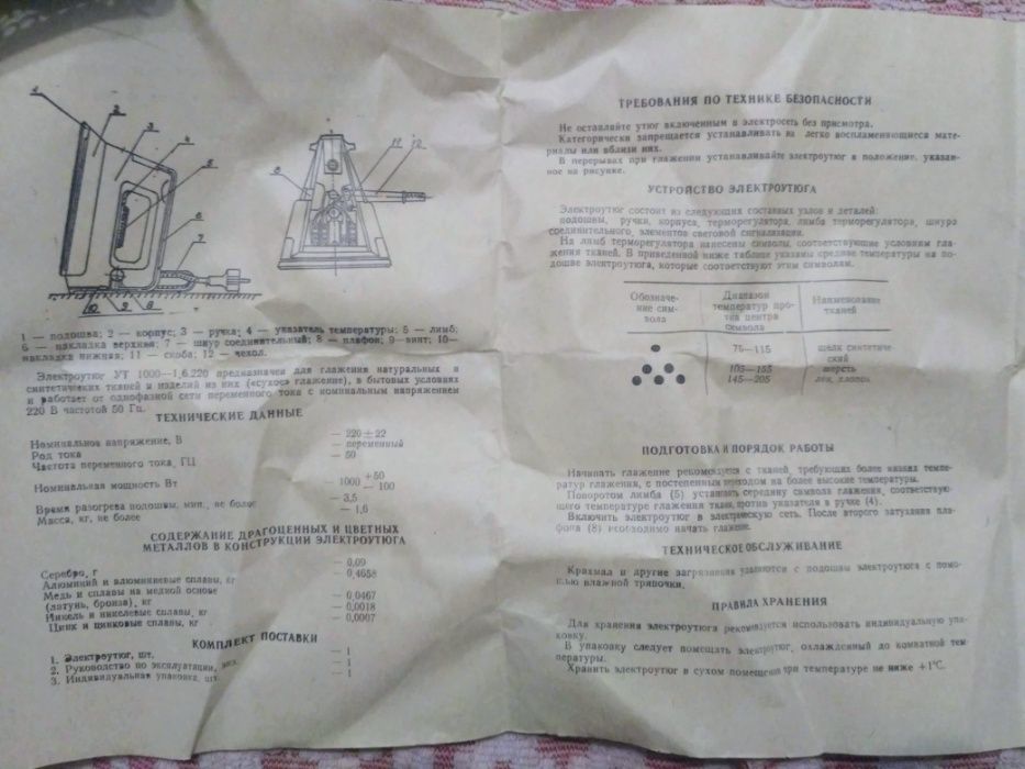 электроутюг ут 1000-1,6,220, гост 307-81, праска УВ-91 1994г., новый в