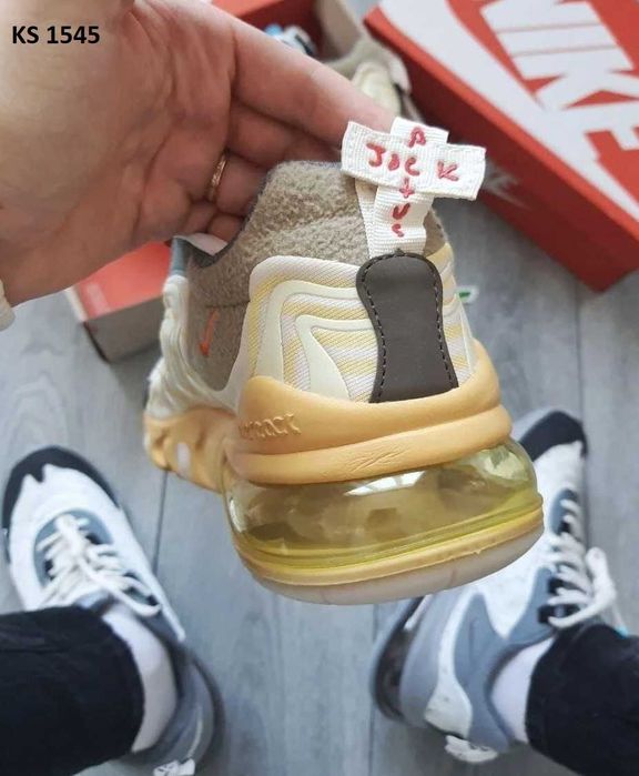 Кросівки Travis Scott x Nike Air Max 270 React Yellow. Арт: KS 1545