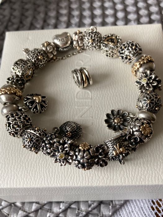 Pandora charms srebro i złoto