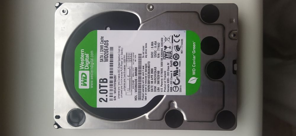 2 ТБ WD Caviar Green 32mb cash WD20EADS жест диск used  как хранилище