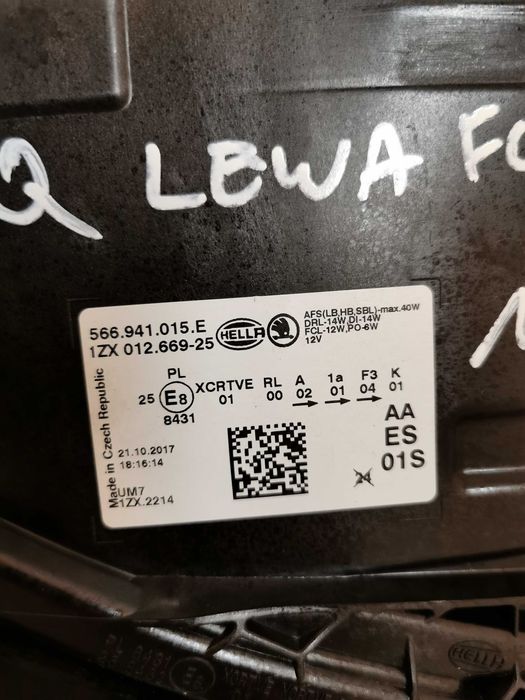 Skoda Kodiaq Reflektor Przedni Lewy Full Led