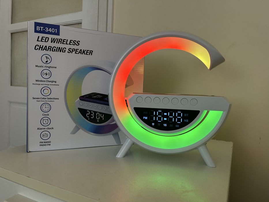 Led Wireless Charging Speaker Multifunções