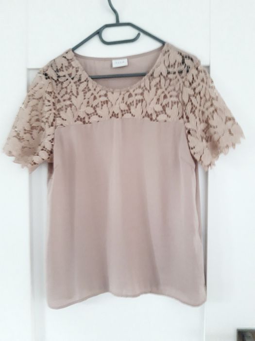 VILA bluzka z gipiurą nude rozm M/L
