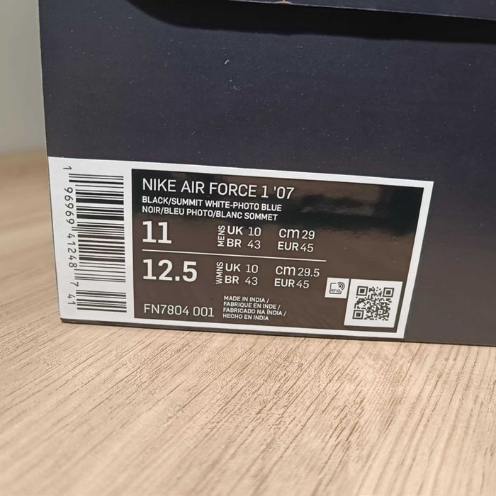 Nike Air Force 1 '07 r. 45 (29 cm) Black/Summit White-Photo Blue