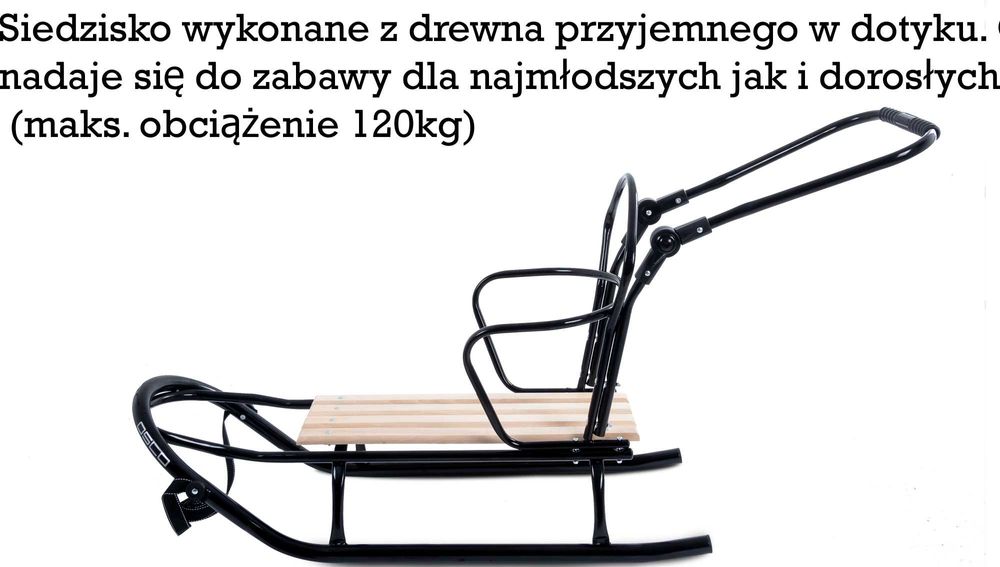 Nowe sanki z oparciem, pchaczem i śpiworkiem