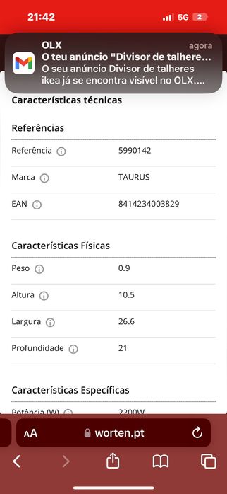 Secador Taurus novo e com garantia