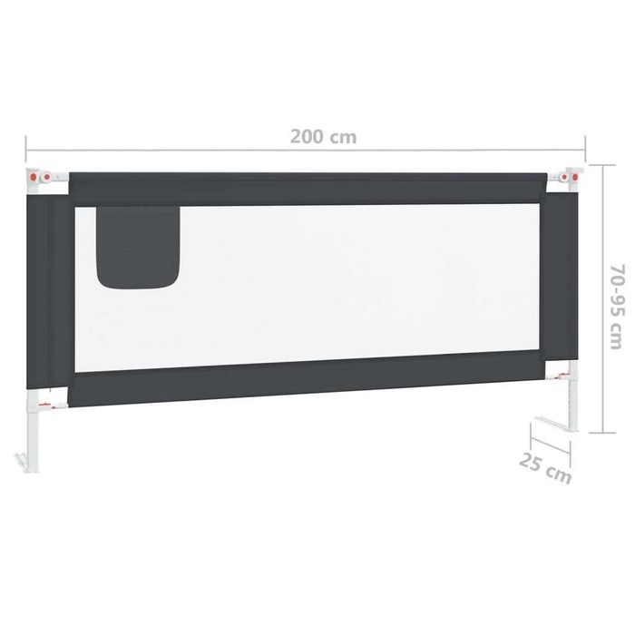 NOVO - Barra segurança p/ cama infantil tecido 200x25 cm cinza-escuro