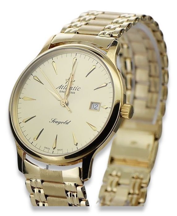Złoty zegarek Atlantic 14k 585 z bransoletą męski mw003y&mbw006-Poznań