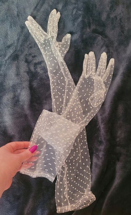 Перчатки в горошок довгі